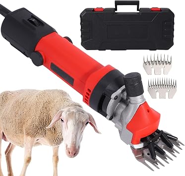 Professional Electric Sheep Shearing Machine, 850W Pure Copper Motor, 3200 RPM, Includes 9-Tooth and 13-Tooth Blades for Efficient Wool Removal, for Farmers/Handicraft Workshop Red