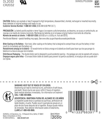 Miniatura 3 de Duracell Specialty 2032 - Batería de litio (3 V, 4 unidades), con tecnología Baby Secure (CR2032)