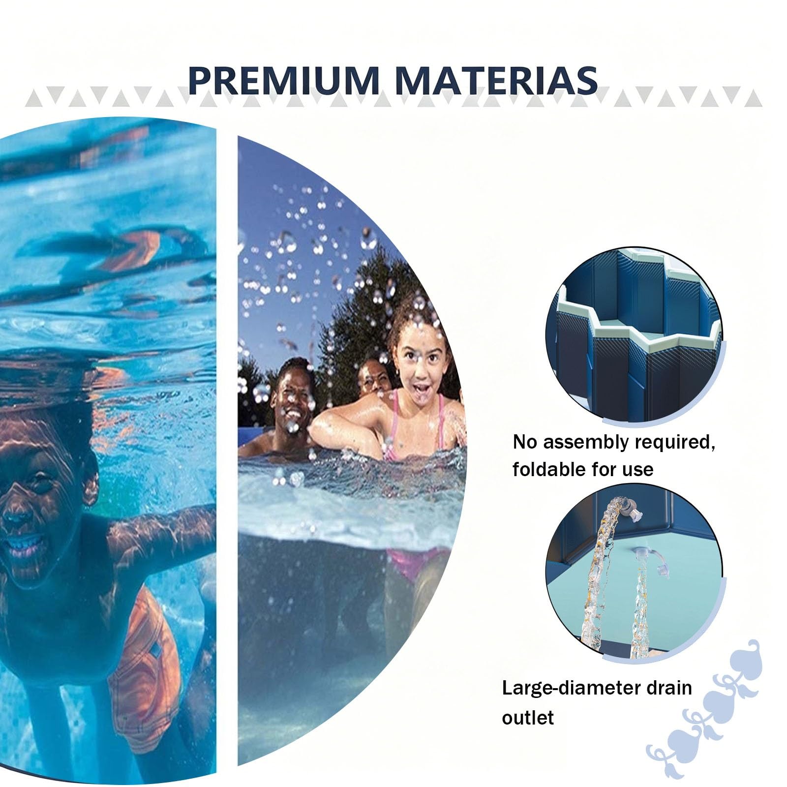 Piscina Pieghevole Piscina Ovale Da 170-348 Cm Pieghevole Per Esterni Fuori Terra Con Vasca Idromassaggio Ideale Per Famiglie E Adulti(348 * 172 * 52cm)