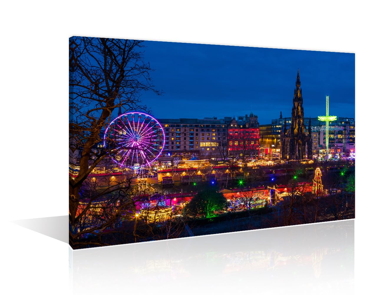 TISHIRON Wall Decor Edinburgh Scotland Bright Lights Night Life UK Canvas Wall Art Wall Decor Posters and Prints 1 Piece Canvas Painting Bathroom Decor Wall Art Framed Ready to Hang (24" Wx36 H) โ image 1