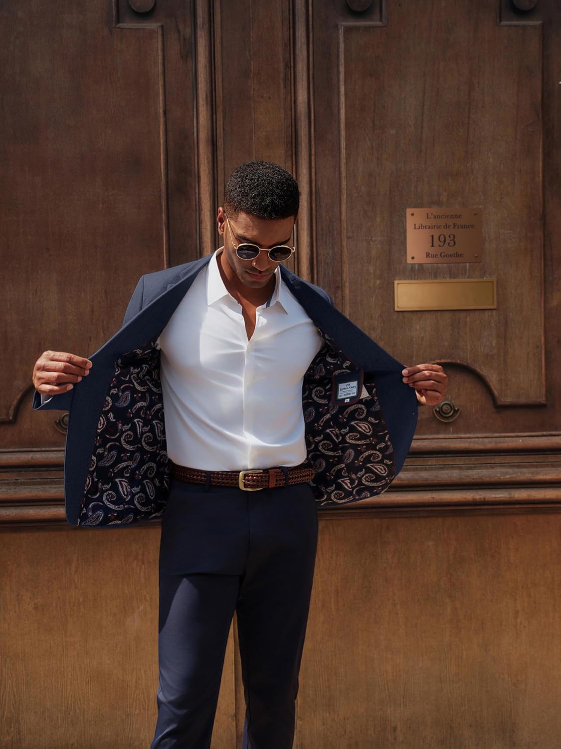 PJ PAUL JONES Mens Casual Sport Coats Two Button Slim Fit Blazer Lightweight Pattern Lined Notch Lapel Suit Jacket - Image 6