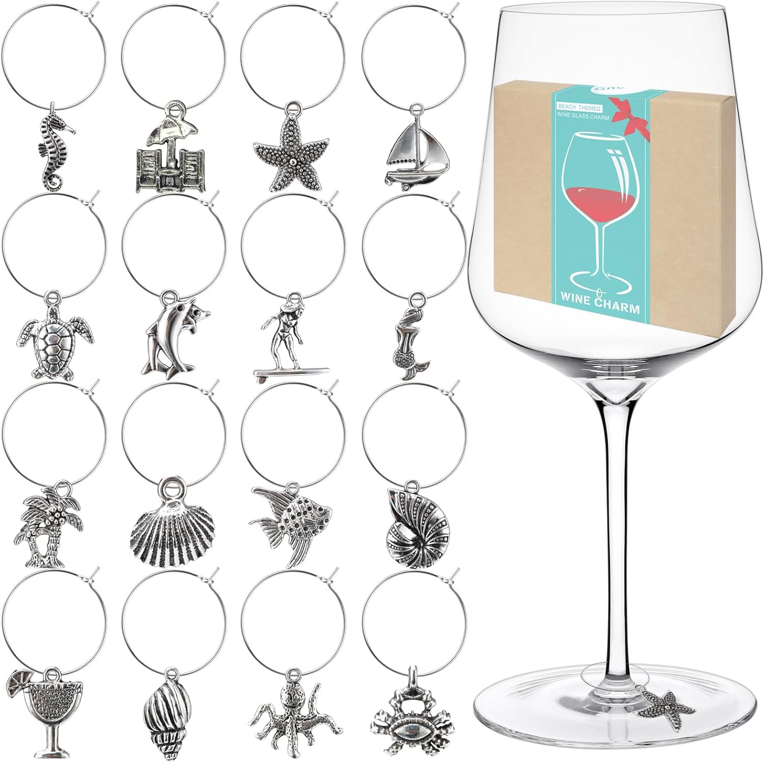 SUNNYCLUE 1 Doos 30 Set 90 Stks Wijnglas Charms Kleurrijke Kwastje Drinken Charm Markers Wijn Tags Bril Goud Zilver Wijnglas Ringen voor Vakantie Verjaardag Bruiloft Decoraties Levert Feestartikelen