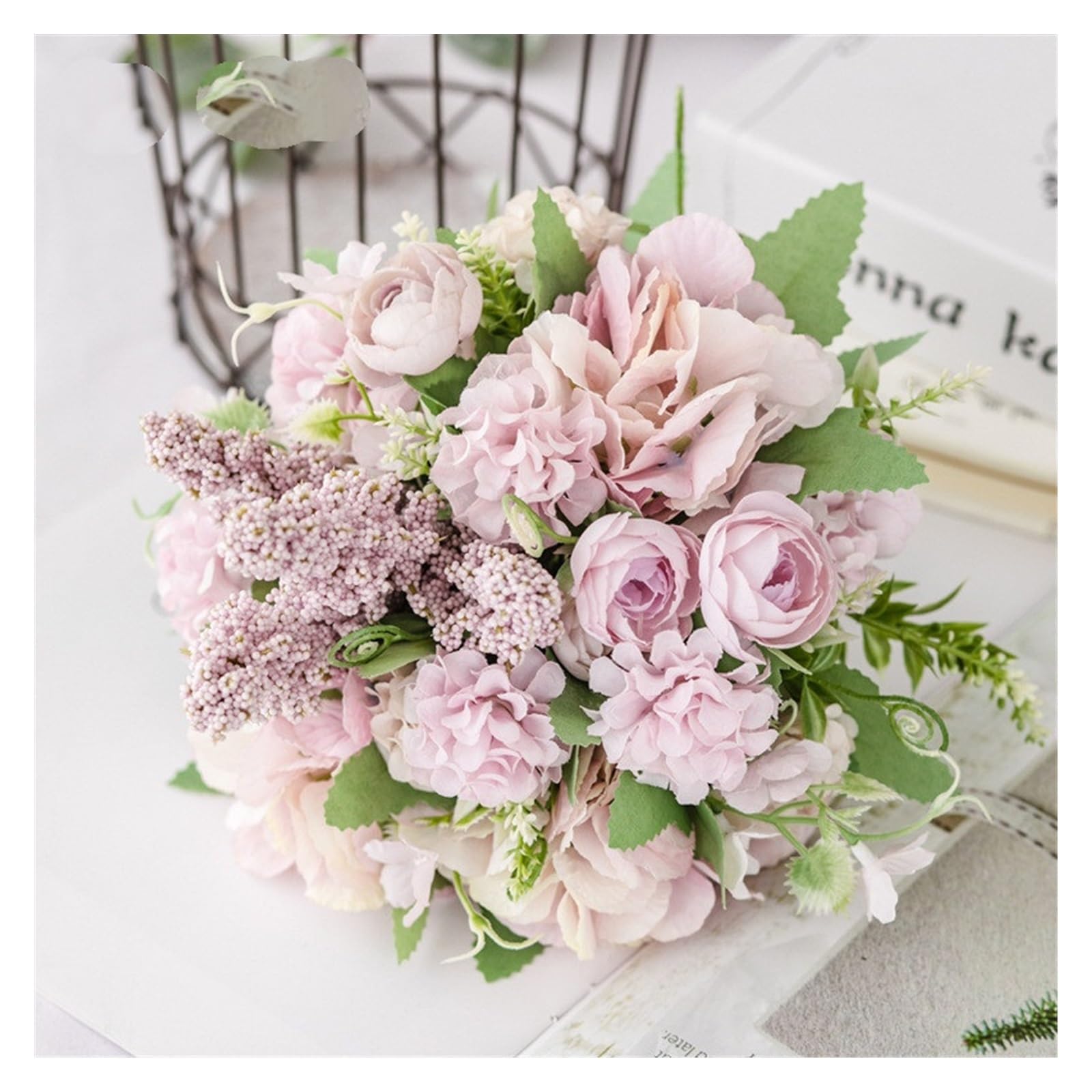 Sztuczny kwiat 1 bukiet sztuczny kwiat sztuczna piwonia róża hortensja bukiet jedwabny sztuczny kwiat piwonia do dekoracji domowego hotelu DIY dekoracje ślubne Artificial Flower(Blue)