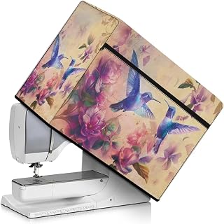 Hummingbird Flower Sewing Machine Cover Protective Cover with Top Handle,Compatible with Most Standard Sewing Machines Easy to Clean