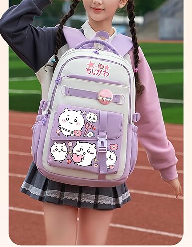 Miniatura 5 de Mochila Kawaii con 18 piezas de accesorios de dibujos animados de anime, antirrobo de viaje, estética, bolsa de regalo para el nuevo semestre