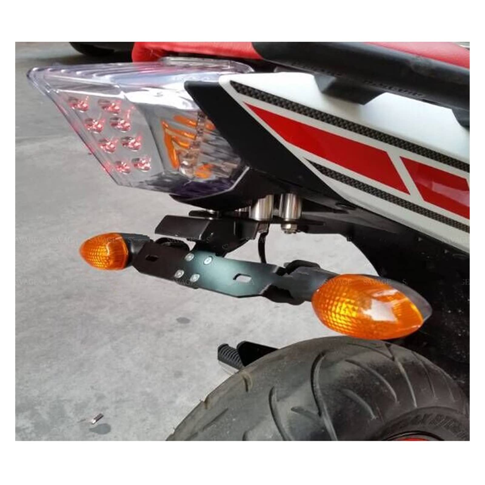 Éliminateur Garde-boue Moto + Support Plaque LED Pour Yamaha XJ6N Diversion - Noir, Acier, éclairage Blanc 5050