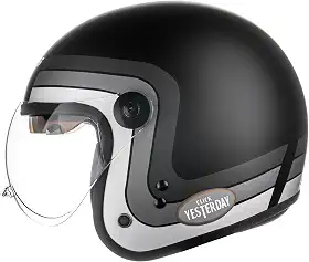 Peels Capacete Aberto Moto com Viseira Solar Interna Click Yesterday Preto Fosco/Prata 56