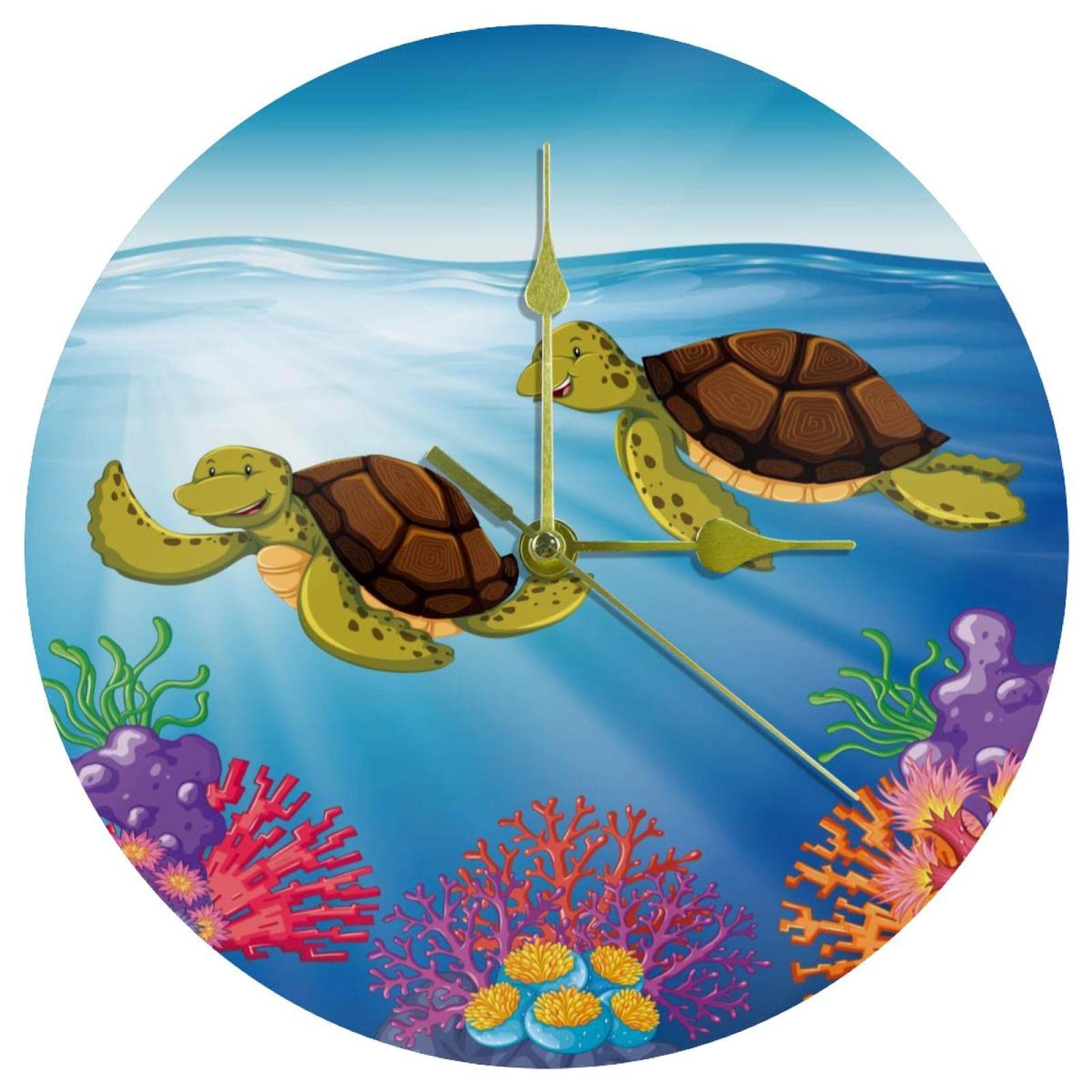 Horloge murale acrylique deux tortues 24 cm fonctionnement à piles