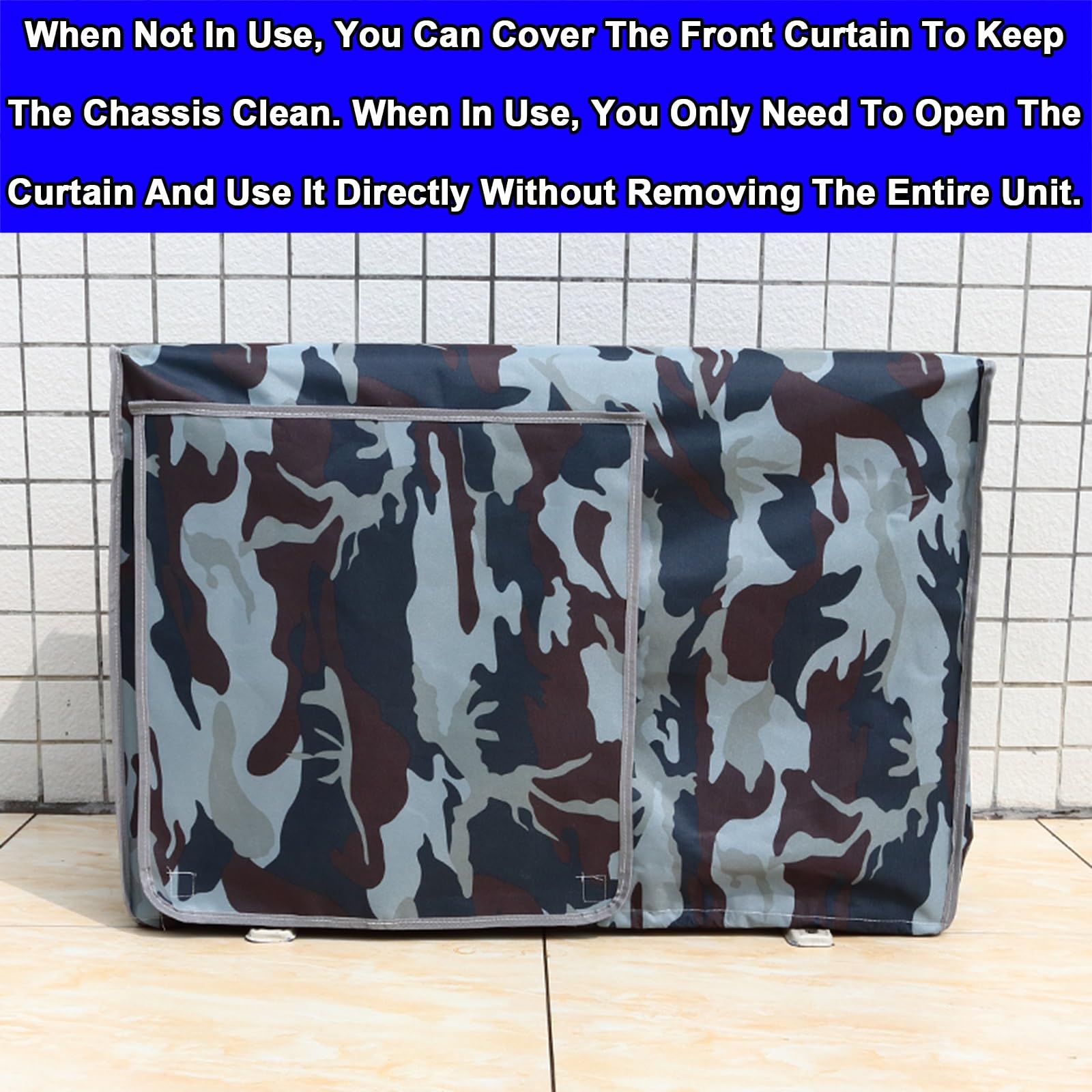 Cubre Aire Acondicionado Exterior, Funda para Aire Acondicionado Exterior Fabricada en Tela Oxford 600D, Malla y Revestimiento de Protección Solar(96x70x40cm/38x28x16in)