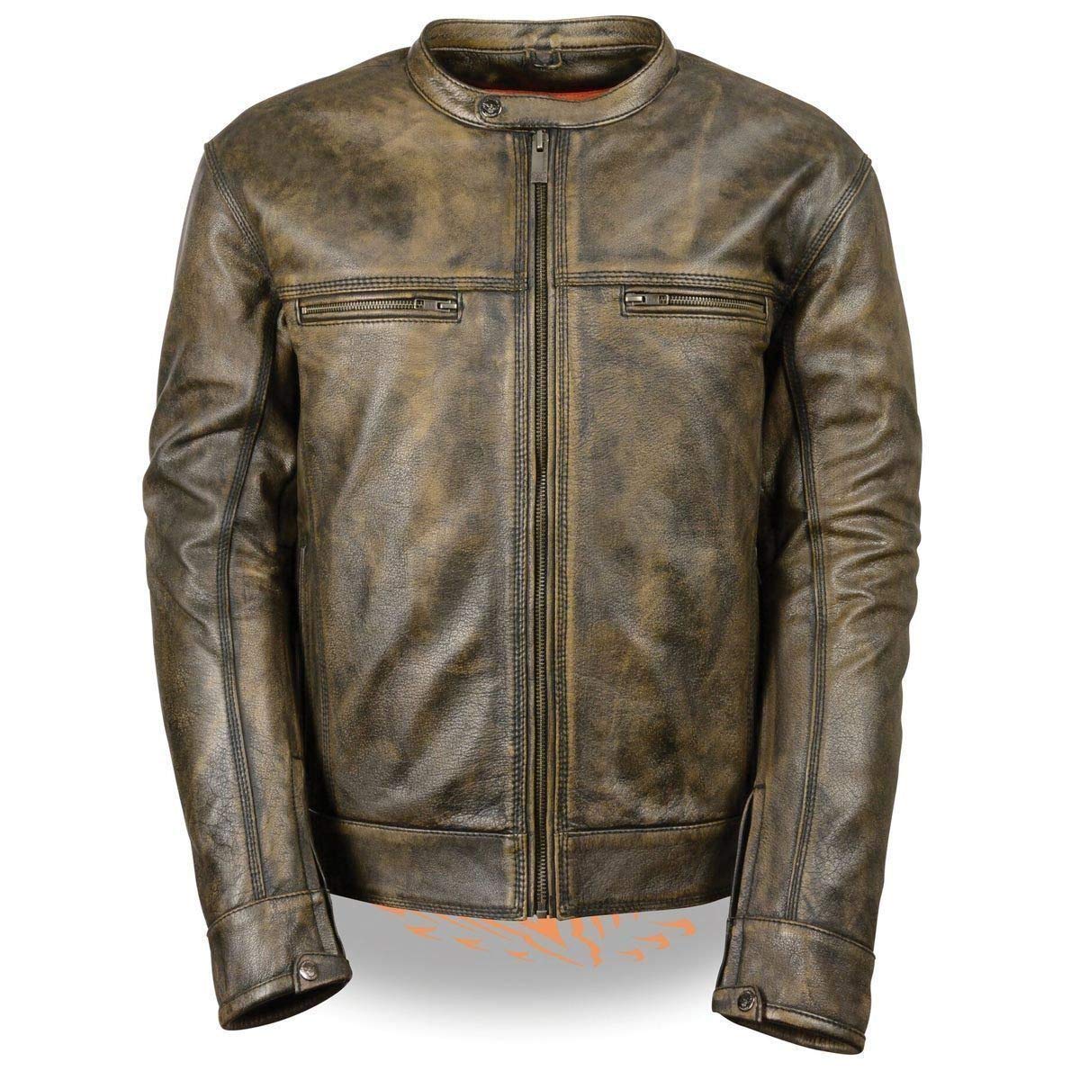Milwaukee Leather Men's Distressed Scooter Jacket W/Venting Distressed Brown (Medium)
