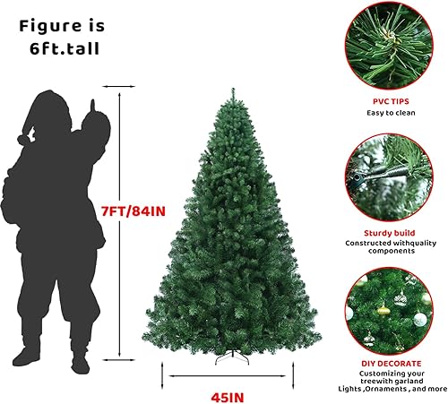 Miniatura 3 de Árbol de Navidad artificial de 7 pies, material de PVC de imitación, decoración de fiesta de Navidad, de abeto, montaje rápido, adecuado para