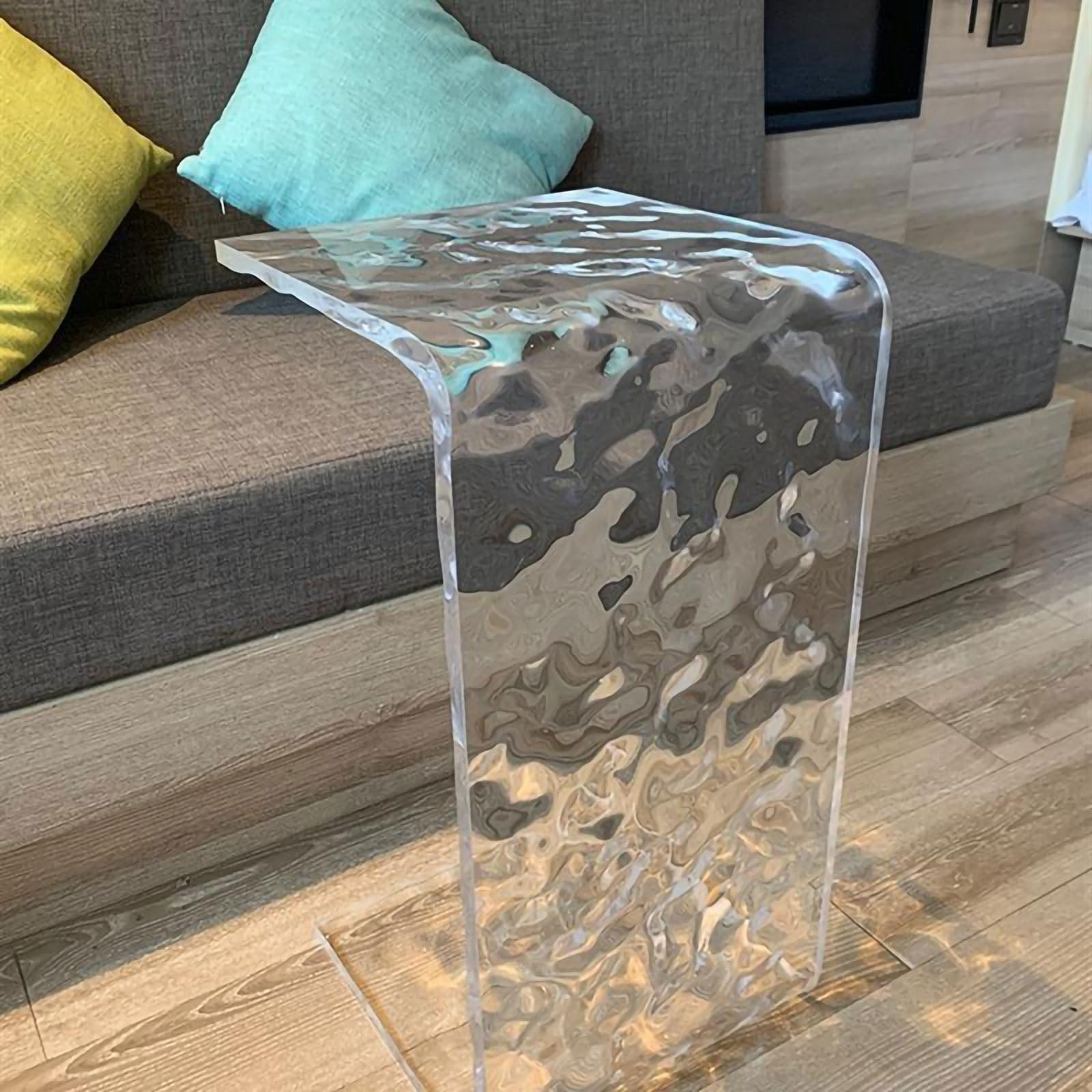 Clear Acrylic C-Shaped Side Table - Modern End Table, Coffee Table, Office Desk For Living Room & Bedroom