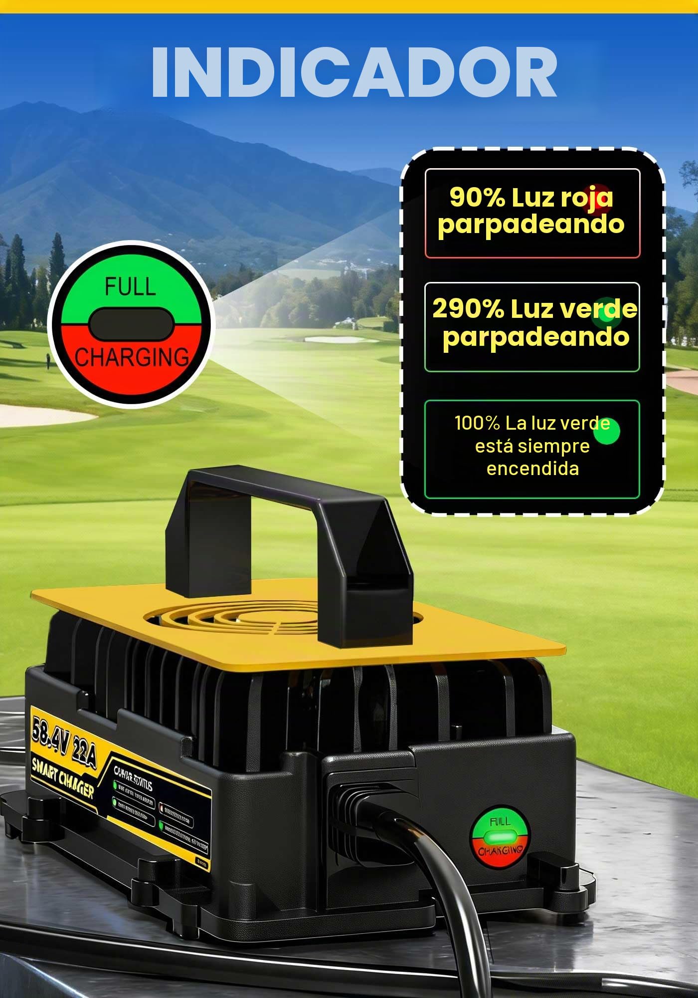 58,4V 22A Cargador de Batería Litio para 48V (51.2V) LiFePO4 Baterías, 48V Cargador de Batería LiFePO4 para Autocaravanas, Barcos, Vehículos Marinos y Sistemas Solar