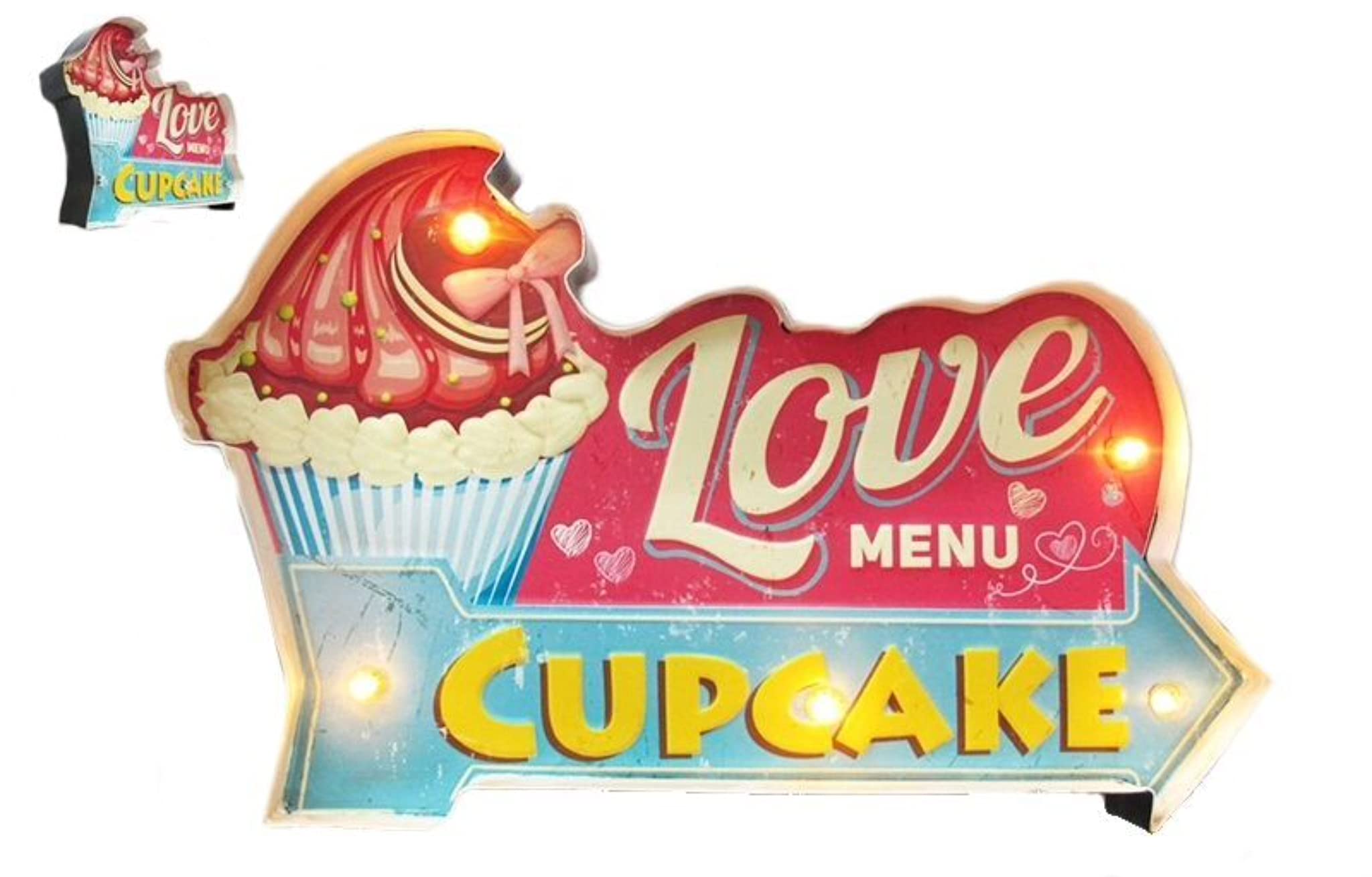 Plaque Métal LED Cupcake 38cm déco vintage lumineuse pour cuisine et salon moderne