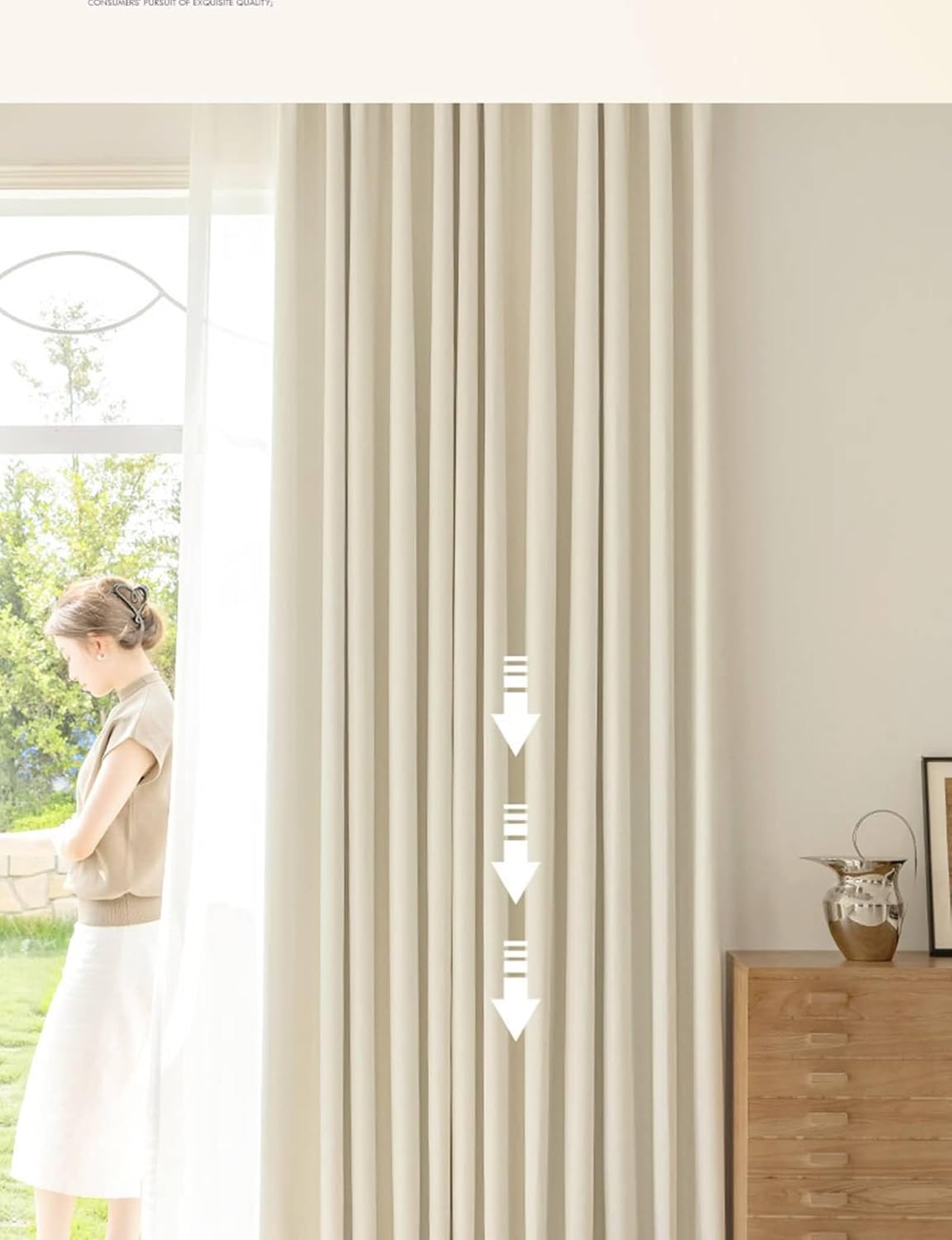 Curtains Blackout Bedroom 2 Panels Set 63 inch Long, Chenille Blackout Curtain Eyelets Double Sided Solid Color Window Treatments for Living Room Cream White, 38 x 63 Inch