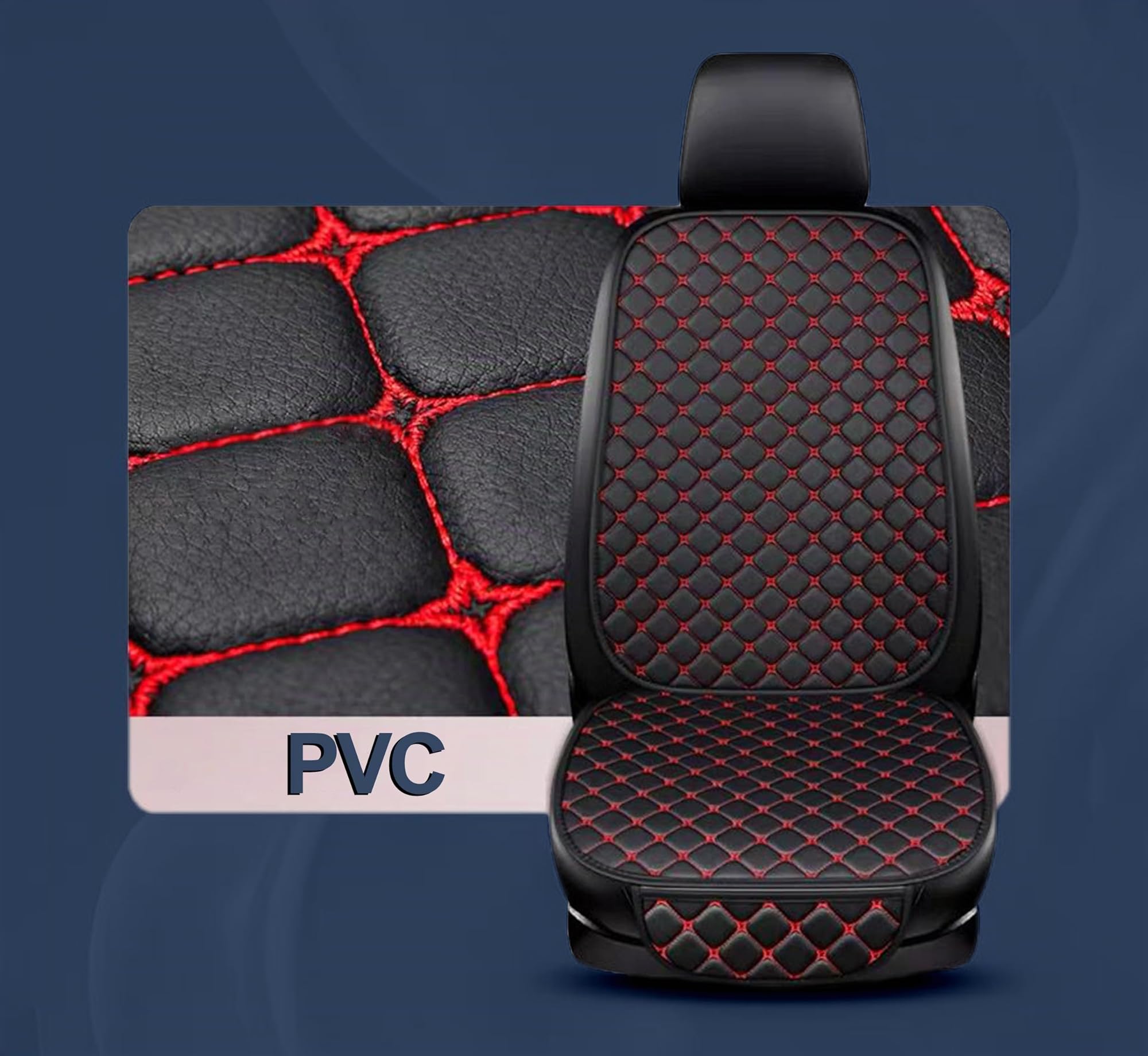 Auto Accessori Lupex Housse de siège 3 pièces Universelle pour Voiture, Protection de siège 2 Avant et 1 arrière | Protector Comfort Automotive Coussin intérieur (PVC - Noir Rouge - 7 pièces)