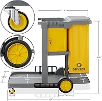 Vista 4 de Dryser Commercial Janitorial Cleaning Cart on Wheels - Housekeeping Caddy with Key-Locking Cabinet