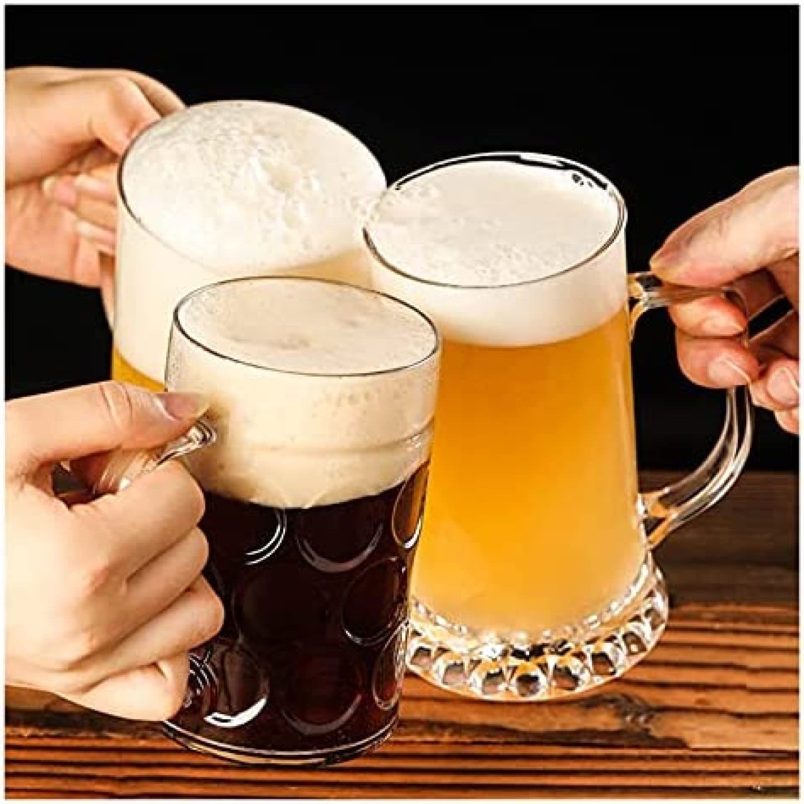 Bierkrüge aus Glas, Bierkrug aus Glas, traditionelles Bierkrug-Set, Bierkrüge mit Griffen, gefrierbare Biergläser, Bierkrug-Set mit 2–20 Unzen Pint-Becher, Bierkrug