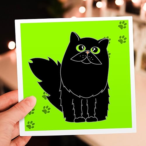 Miniatura 8 de 3dRose - Tarjetas de felicitación (6 x 6 pulgadas, diseño de gato persa, color negro