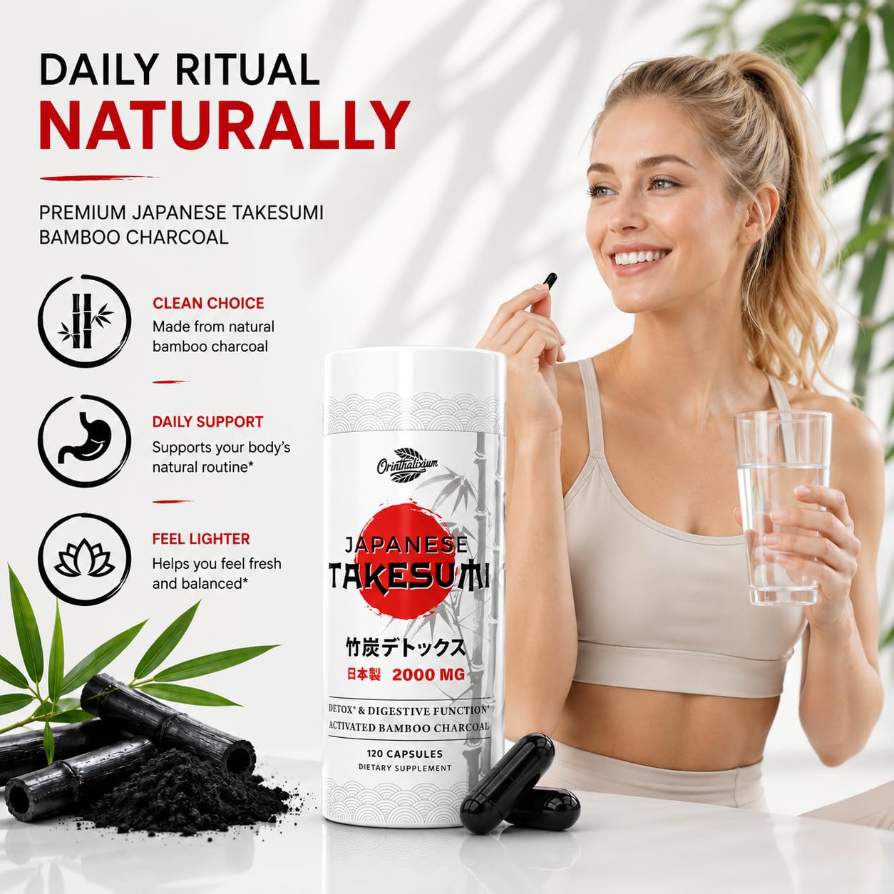 Orinthalixium Activated Charcoal Capsules 2000mg from Bamboo – Premium Japanese Takesumi Activated Bamboo Charcoal for Digestive, Gut & Detox, Highly Porous Formula, 120 Vegan Capsules — Amazon image 5