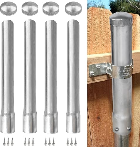 Miniatura 10 de Paquete de 2 extensores de poste de metal de diámetro exterior de 2-38 pulgadas, altura de extensión de poste de valla de 12 pulgadas, acero