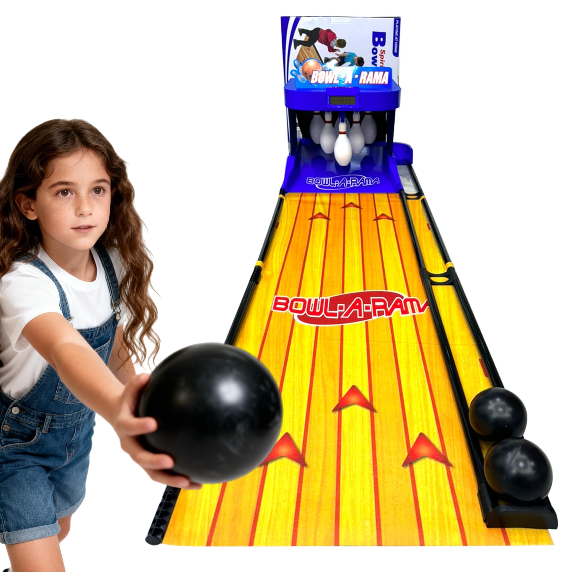 Elektronisches Tisch-Arcade-Bowlingspiel mit LCD-Auto-Punktzählung, Licht und Sound, federbelasteter Launcher, 1–2 Spieler-Modi, Mini-Bowling-Set für Kinder und Erwachsene