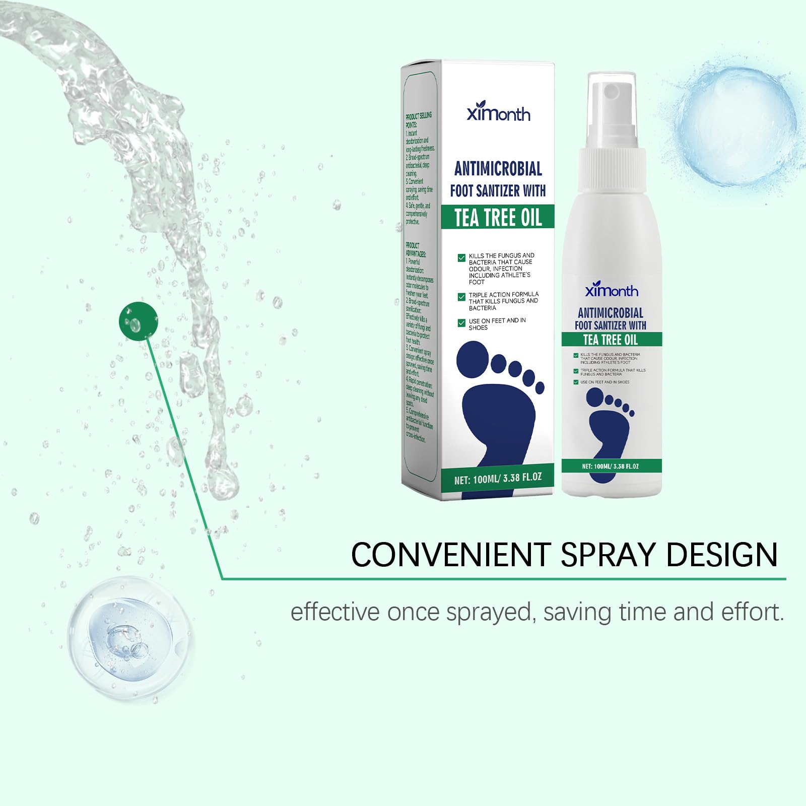 Anti-fongique foot Spray, contre les démangeaisons et les pieds en sueur