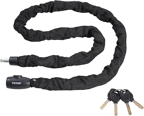 VEVOR Candado de cadena para bicicleta, 5.91 pies con combinación de cadena de bicicleta con 4 llaves, cerraduras de bicicleta antirrobo de alta