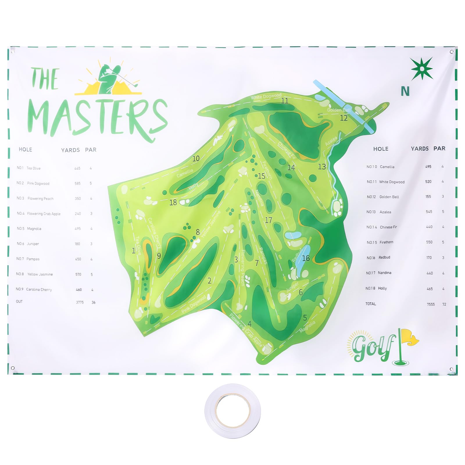 Masters Golf Party Decorations, 7 X 5 Ft Golf Flag Backdrop, Funny Banner Flags with 4 Metal Grommets for College Dorm Room Bedroom Wall House Yard Holiday Decor(Style-B)