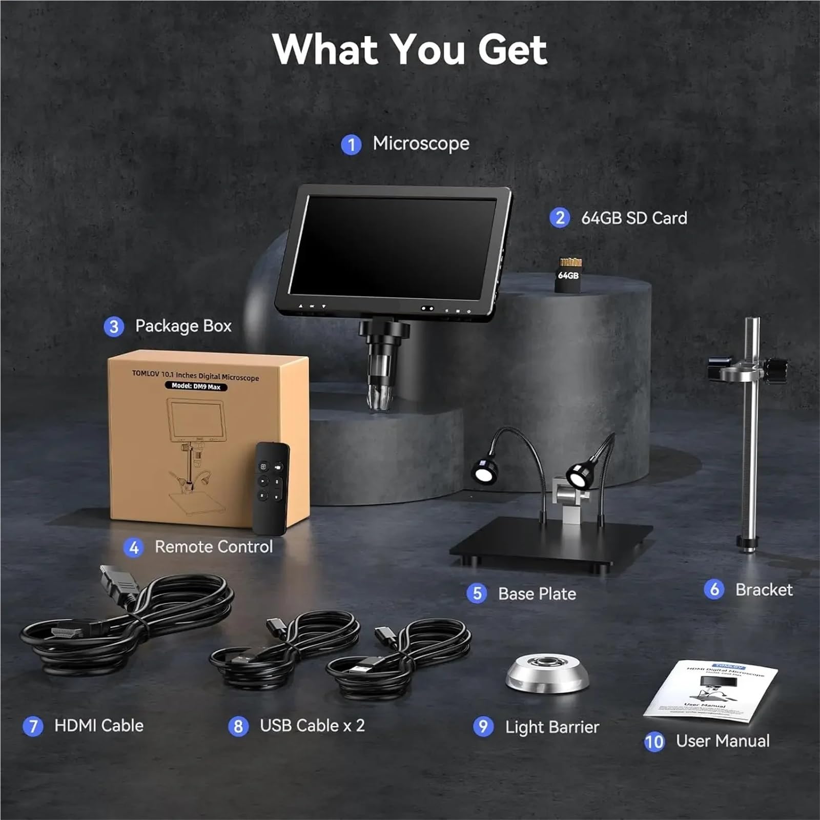 Mikroskop Cyfrowy HD IPS HDMI 10,1" 1500X 20MP