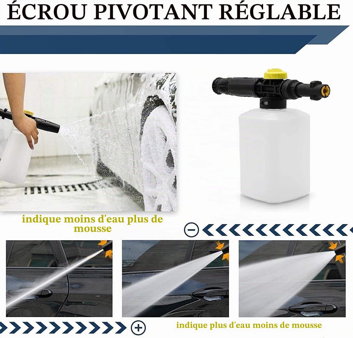 Canon à mousse à haute pression de 750 ml pour Karcher K2 K3 K4 K5 K6 K7, pistolet à mousse neige, nettoyeur à savon pour voiture, buse réglable