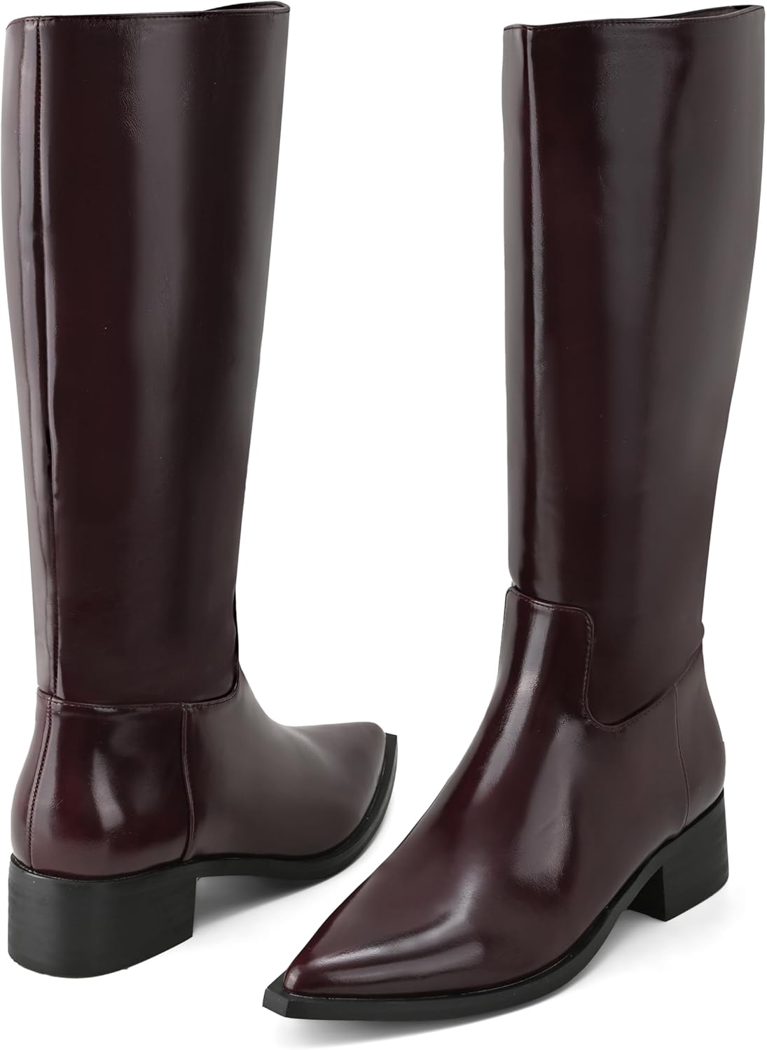 Shoe'N Tale Women's Knee High Boots Block Low Heel Square Toe with Side Zipper Fall and Winter Fashion Comfortable Boots - Image 4