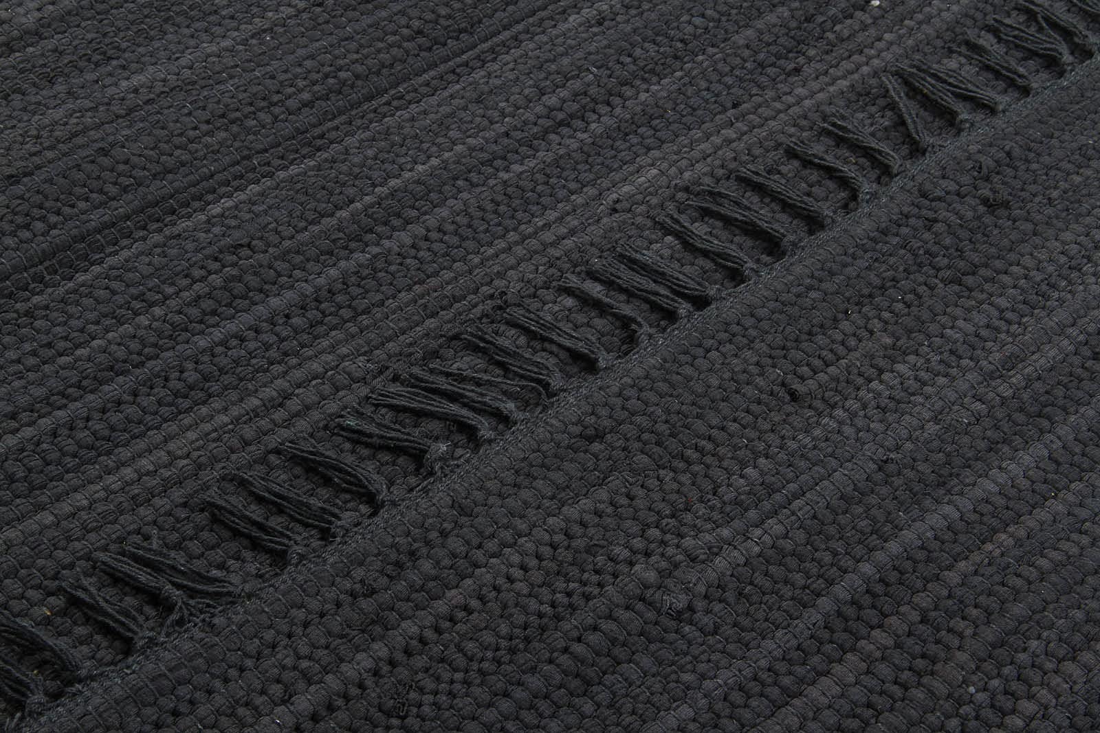 ABC Italia Tappeto antimacchia, lavabile, cotone, frange, tinta unita, colore: grigio scuro, dimensioni: 120 x 180 cm