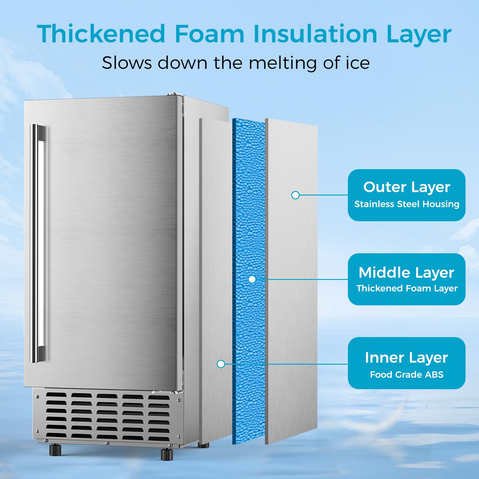 Cowsar Commercial Ice Maker Machine, Nugget Ice, 66lbs/24h Stainless Steel Under Counter Ice Maker, Self-Clean&24h Timer, Commercial Nugget Ice Machine With Lcd Display, Ideal For Bar/Café/Restaurant on Fridge.com - View 4