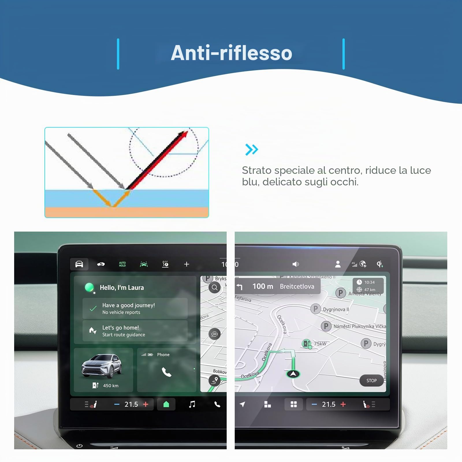 GAFAT [2 pezzi] Compatibile con Skoda Elroq EV Elektro 2025 2026 13" pellicola protettiva per navigazione, pellicola protettiva Nano per Elroq Sportline RS, 6H antigraffio