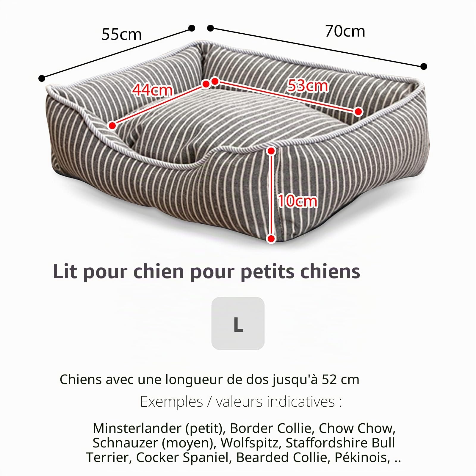 PETCUTE Panier pour Chien Durable et Confortable,Lavable Coussin pour Chien et Chats,Lavable en Machine,Respirant Lit pour Chien avec Antidérapant Bas,avec Couvercle Amovible