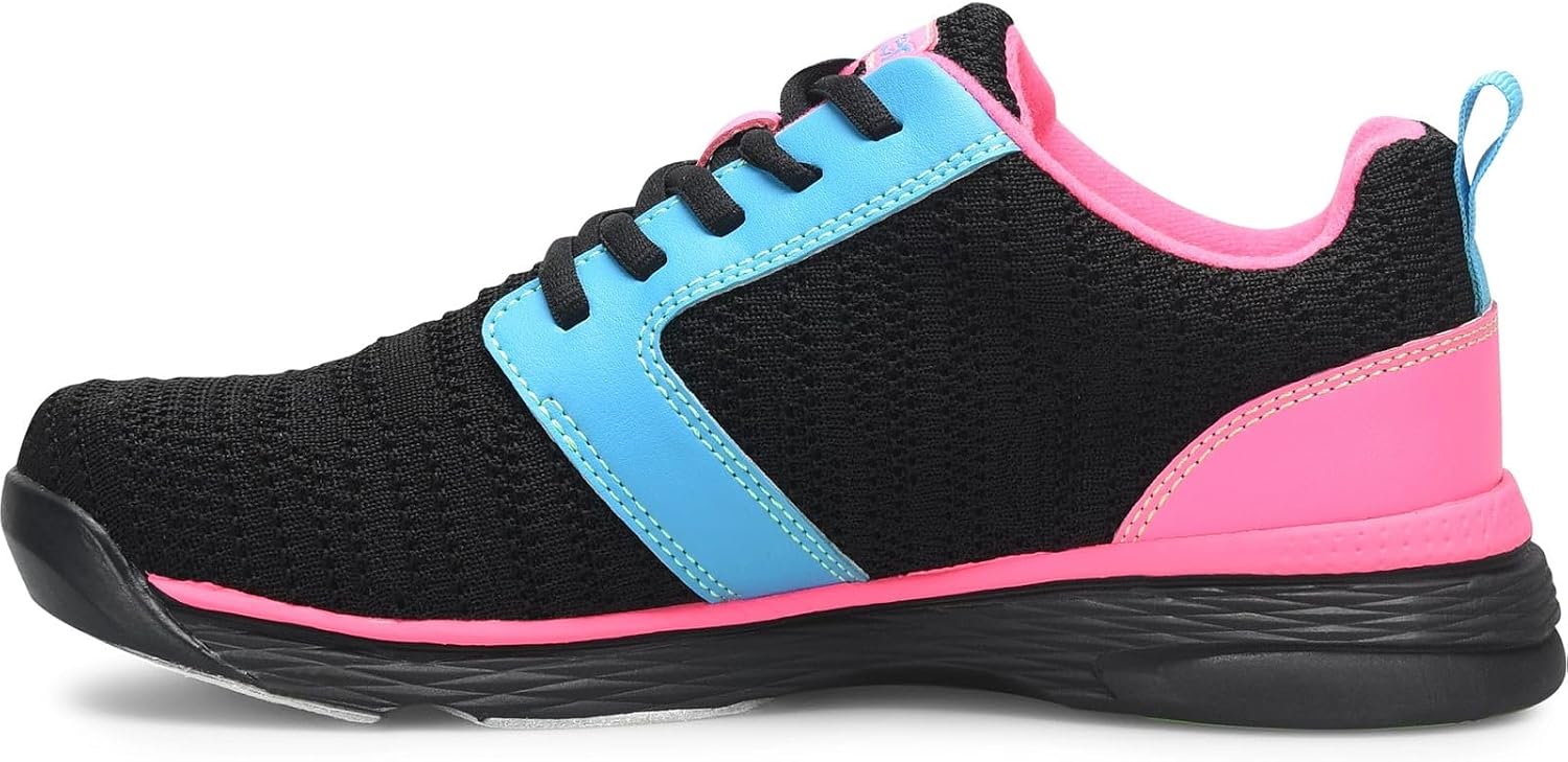 Dexter Youth Raquel LX Jr Bowling Shoe Black/Blue/Pink Glow - Universal Slide Soles - Made for Left and Right Handed Bowlers - Athletic Fit - Lightweight