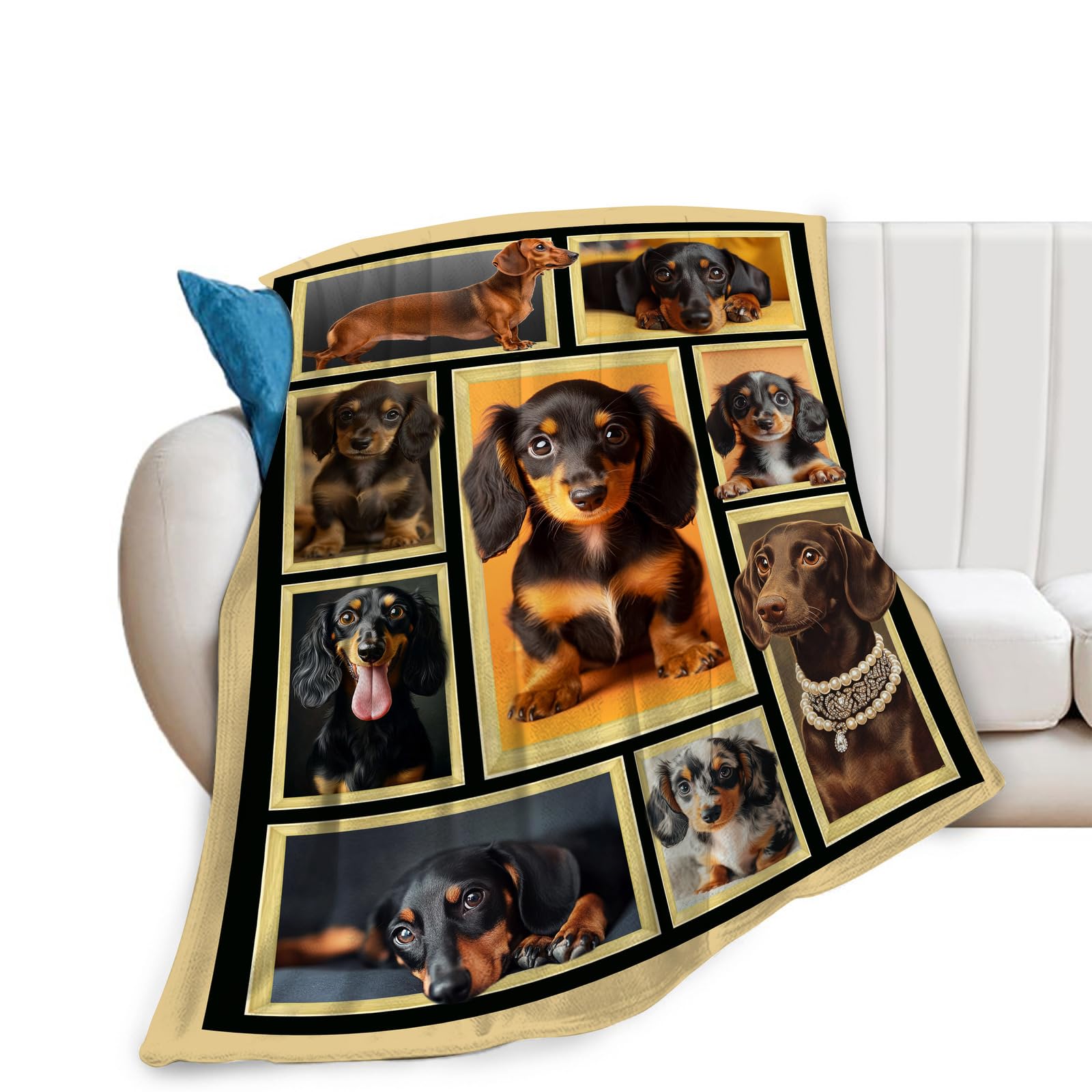 Zltegako Dachshund Blanket Fleece Soft Warm Plush Cute Wiener Dog Animal Throw Blanket Lightweight Plush Fuzzy Cozy Sausage Dog Blanket For Lover Kids Adult Suitable For Couch Sofa Bed 50"X40"