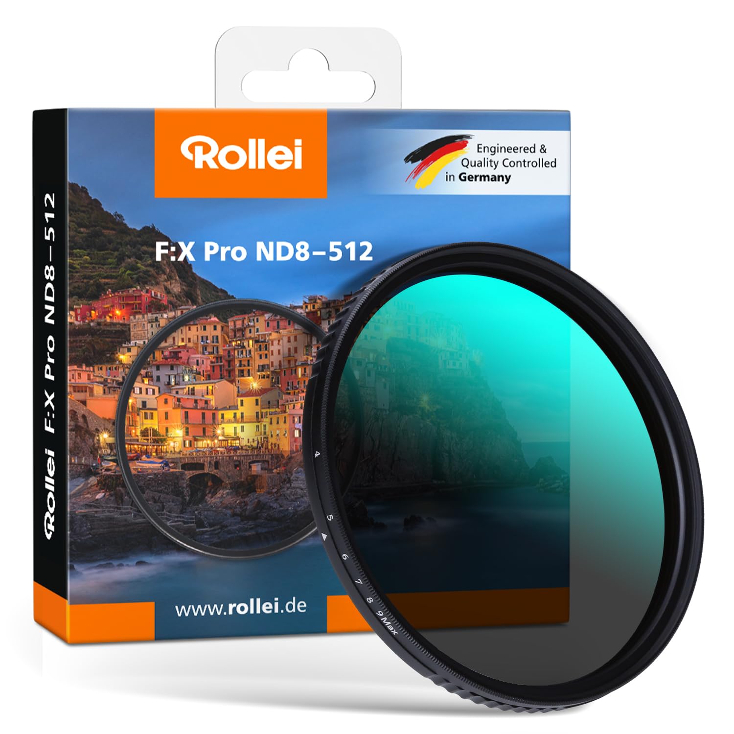 Rollei 67mm F:X Pro Variabler ND8-ND512 Rundfilter aus Glas | VND Graufilter mit 3-9 Blendenstufen Verdunkelung