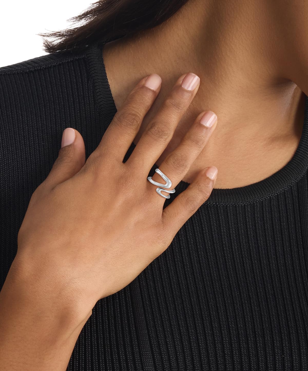Calvin Klein Anillo Abierto para Mujer Colección CK STATEMENT LINKS de Acero Inoxidable – Disponible en Diferentes Tallas