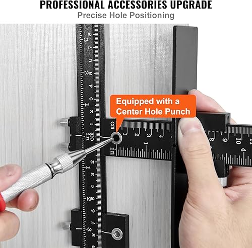 Miniatura 4 de VEVOR Plantilla de hardware de gabinete, plantilla de manija de gabinete de aleación de aluminio con punzón central, herramienta de plantilla de