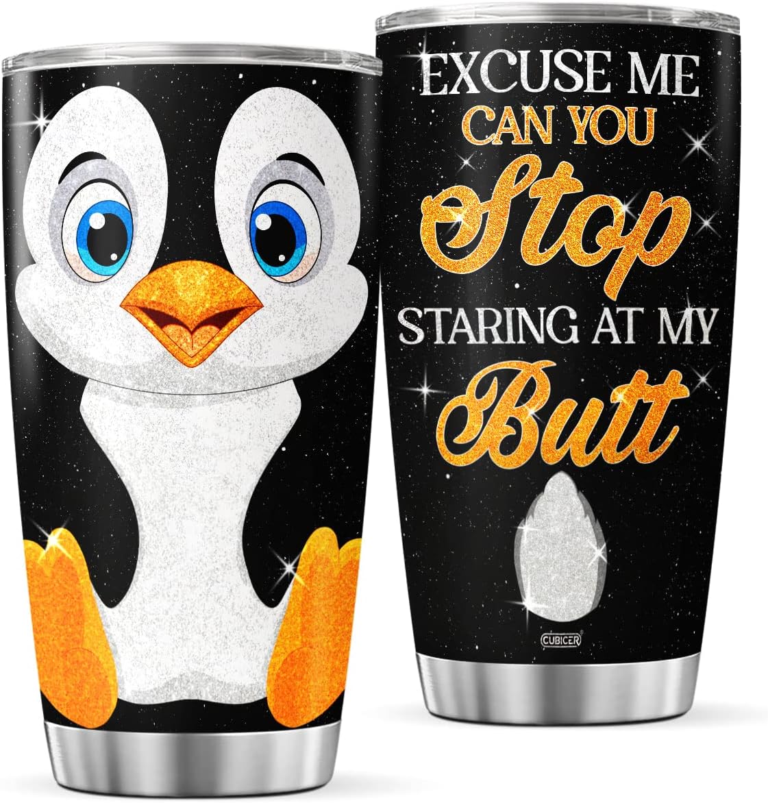 CUBICER Penguin Coffee Tumbler Travel Mug With Lid Cute Birthday Gifts For Women Mom Teenagers Sisters Animal Lovers Insulated Cup Stainless Steel Tumblers Hot Cold Drinks Funny Sayings