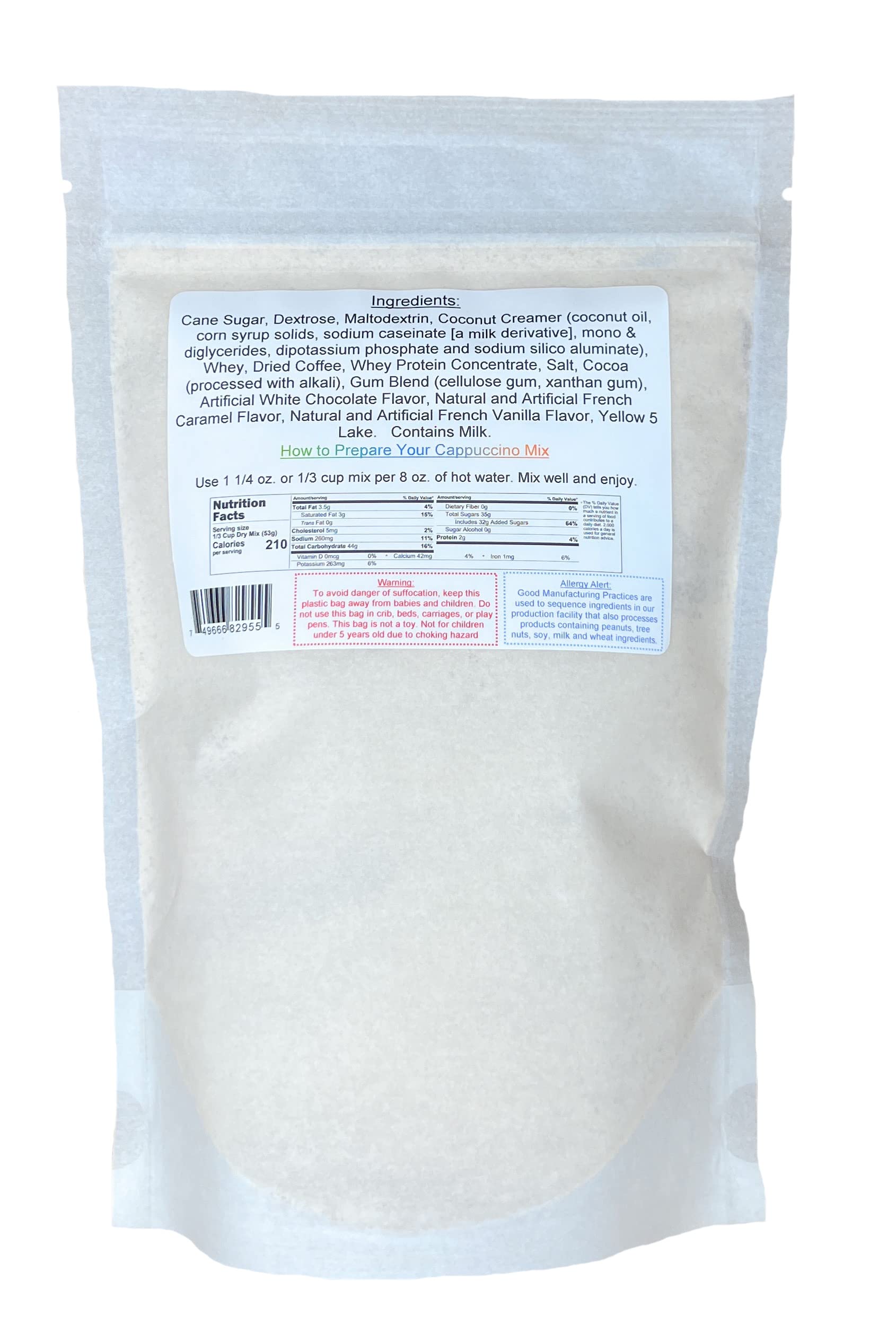 YANKEETRADERS White Chocolate Cappuccino Mix, Premium Coffee Beverage, 16 Oz Bag