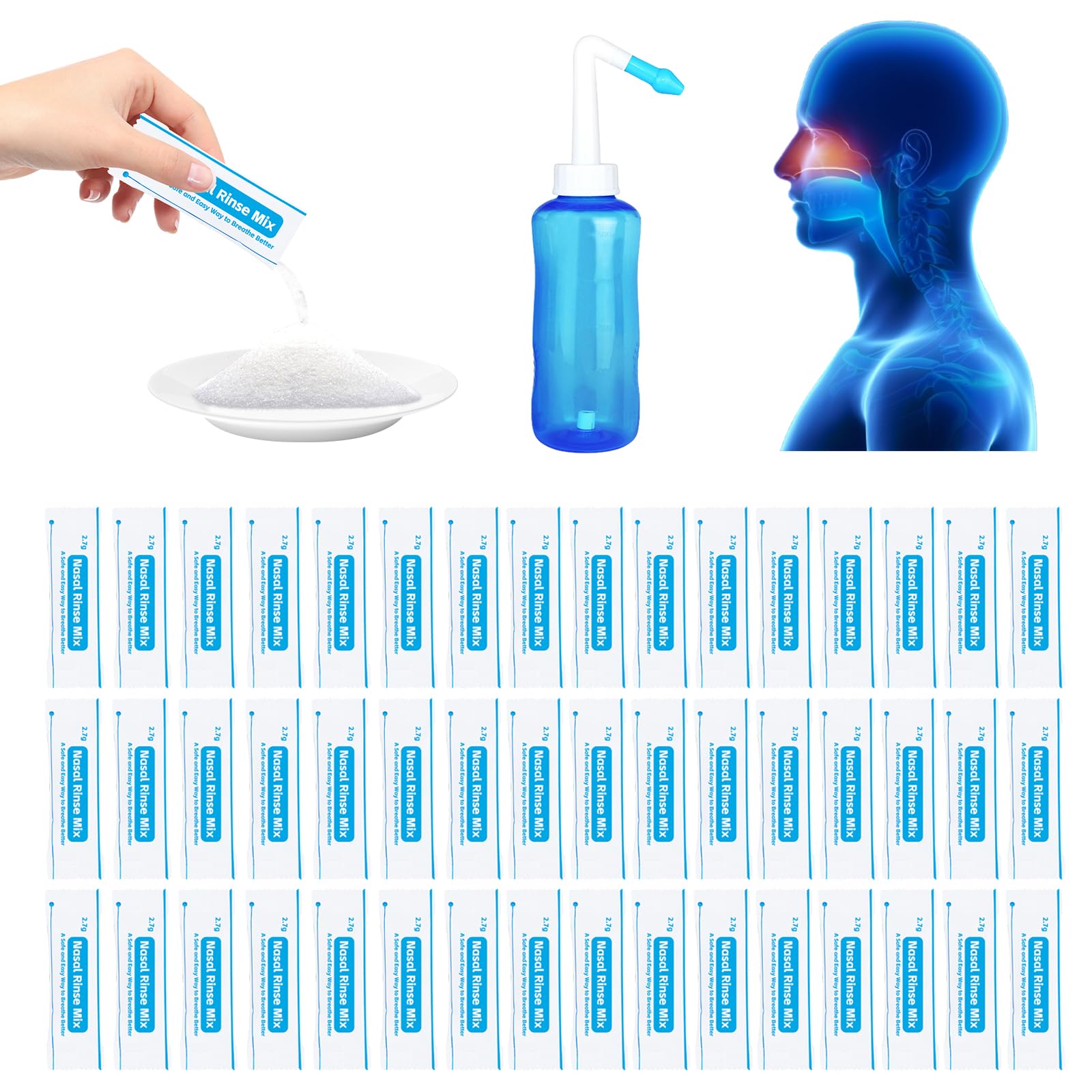 160 Petits Sacs Sachets Sel Nasal 2.7g Rinçage Sinus Irrigation Nasale