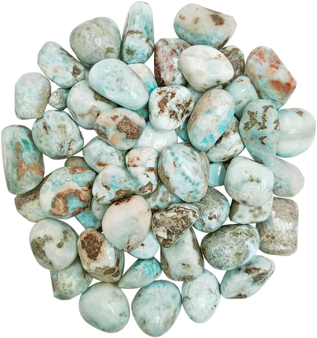 9Dzine9Dzine Crystal Larimar Tumble Stone Pebble Larimar Tumbled Gemstone for Reiki Healing Vastu Correction Gravels for Aquarium Home Décor Garden Table 50 Gm
