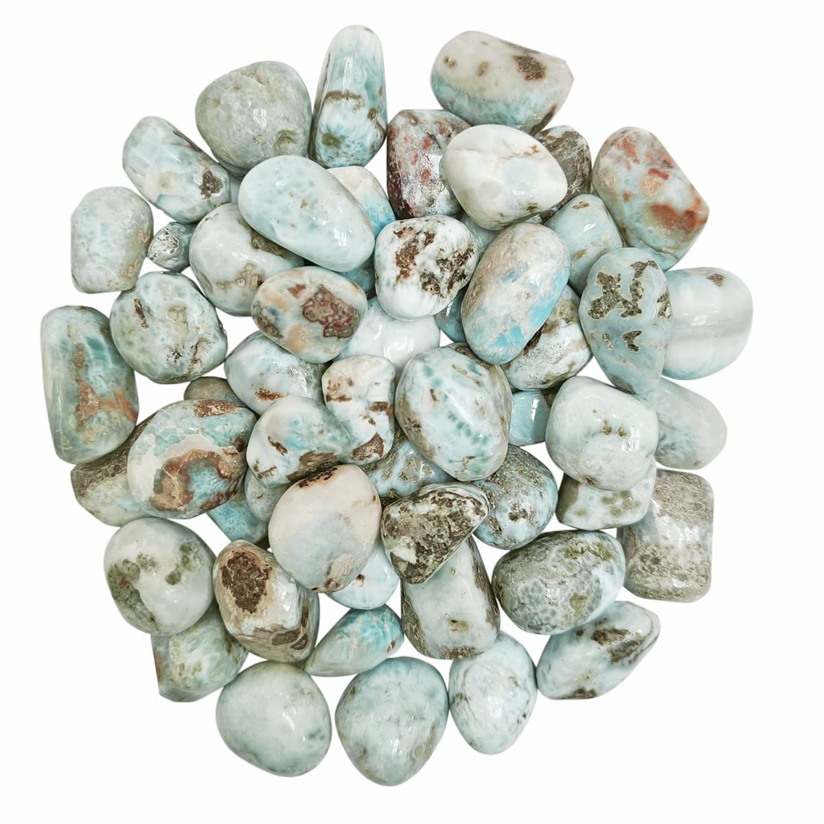 9Dzine9Dzine Crystal Larimar Tumble Stone Pebble Larimar Tumbled Gemstone for Reiki Healing Vastu Correction Gravels for Aquarium Home Décor Garden Table 50 Gm