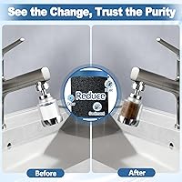 Vista 5 de 23 Pcs Sink Faucet Water Filter with Filter Elements Set, 360 Rotating Faucet Filters, Remove Fluoride Heavy Metals Hard Water, Sink Filters Faucets