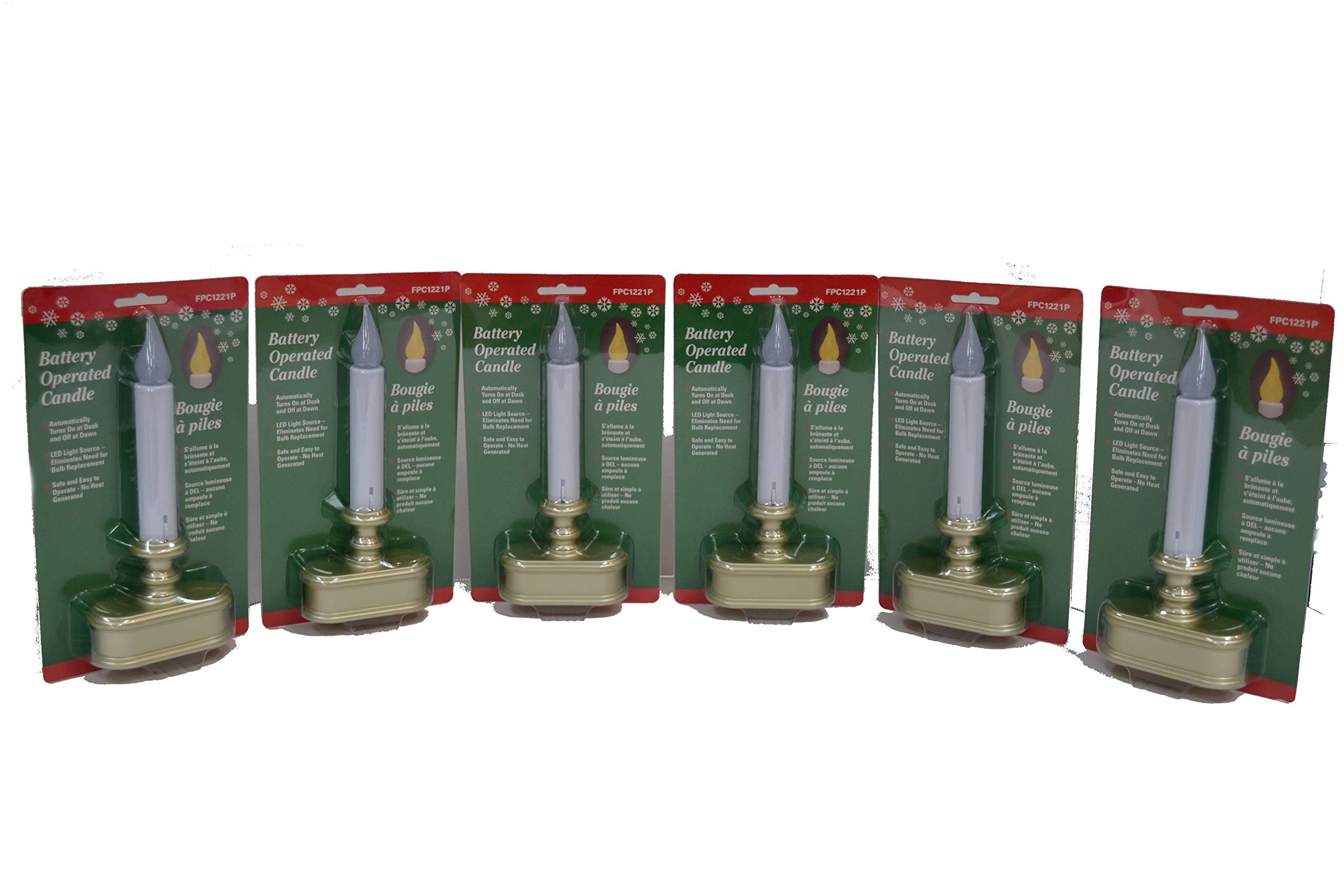 Xodus Innovations FPC1221P Battery Operated LED Dusk to Dawn Window Candle with Amber Flicker Flame, Pewter 6 Pack (Pewter, 6 Pack)