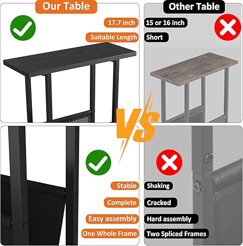 Miniatura 58 de Yusong Mesa auxiliar pequeña y estrecha para espacios pequeños, mesa auxiliar delgada de 17.7 pulgadas de ancho, mesita de noche con soporte de