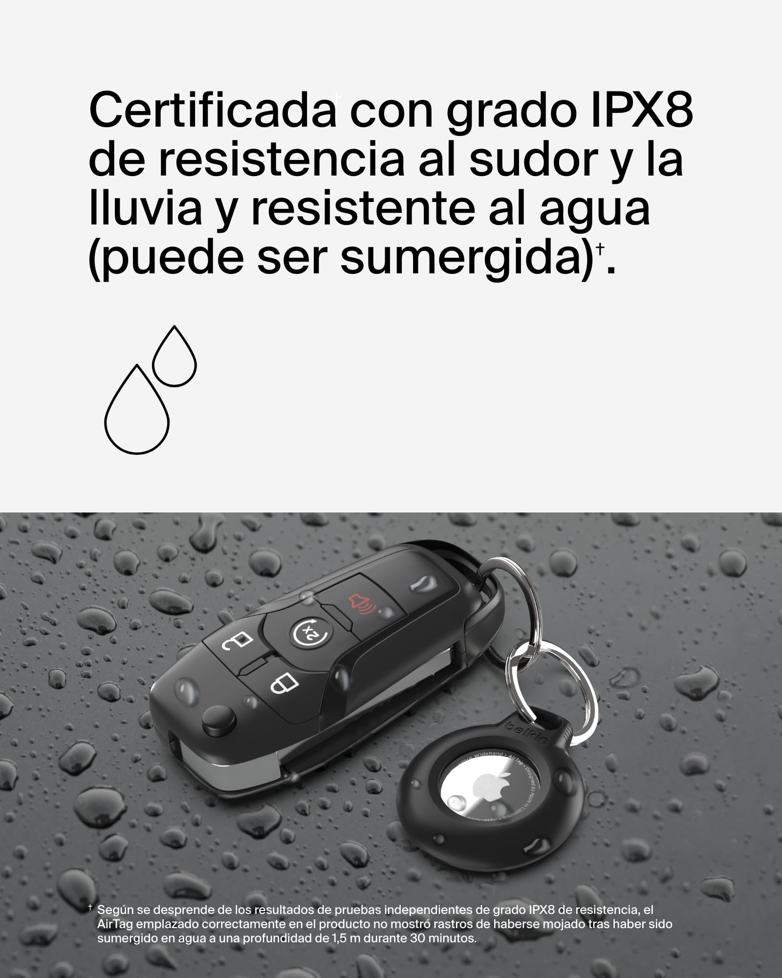 Belkin Belkin Secure Holder Funda Impermeable con Llavero para AirTag, Cubierta Resistente y antiarañazos, Accesorio Protector con Anillo para Llaves, Mascotas, Mochilas, Maletas y Otros, Negro una Unidad in use